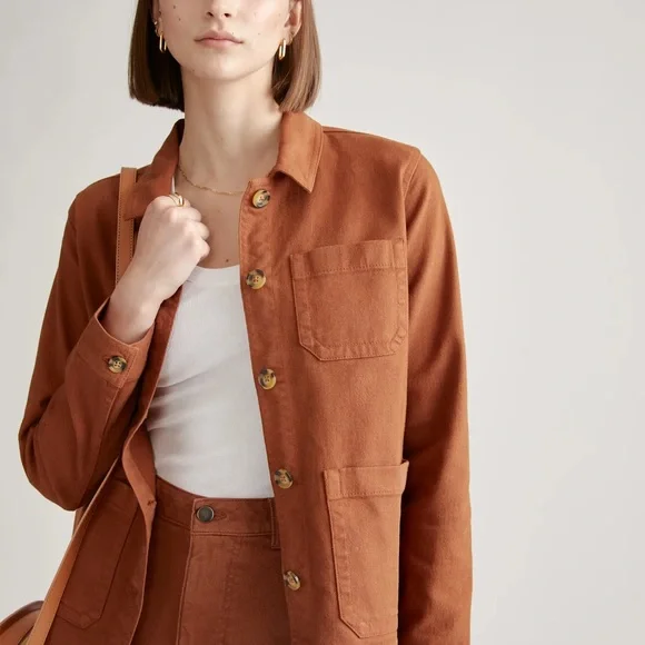 NWT Quince Organic Comfort Stretch Chore Jacket in Rust Size XL - Picture 4 of 11